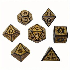 Polyhedral Dice in Yellow & Window Lattice Carved Design